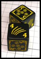 Dice : Dice - 6D - Dexters Dice Black with Yellow and Red - JA Collection Apr 2024